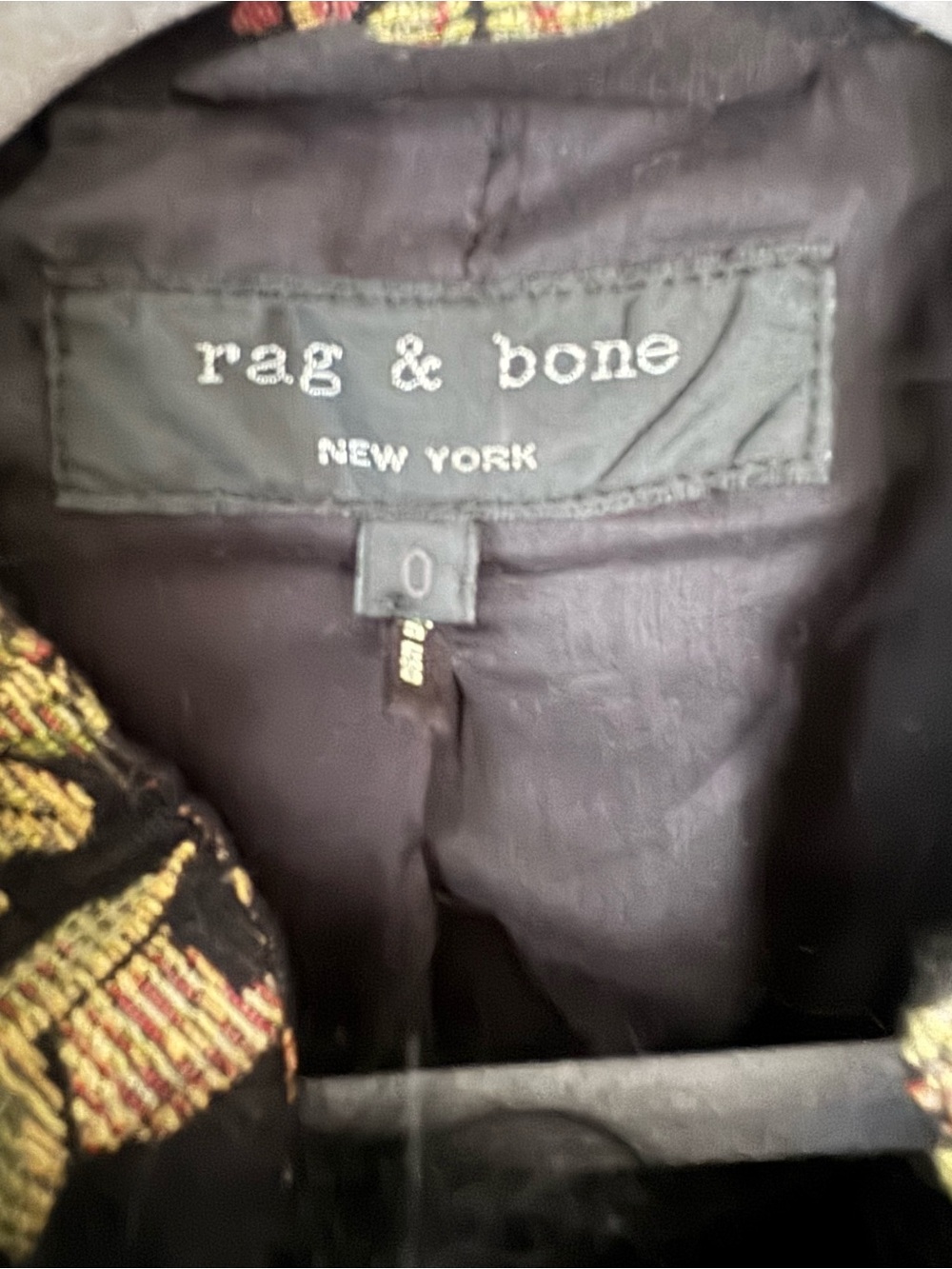 rag & bone Black Floral Jacquard Jacket with Faux Fur Trim - Picture 3 of 4